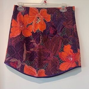 Zara Purple and Orange Floral Mini Skirt
